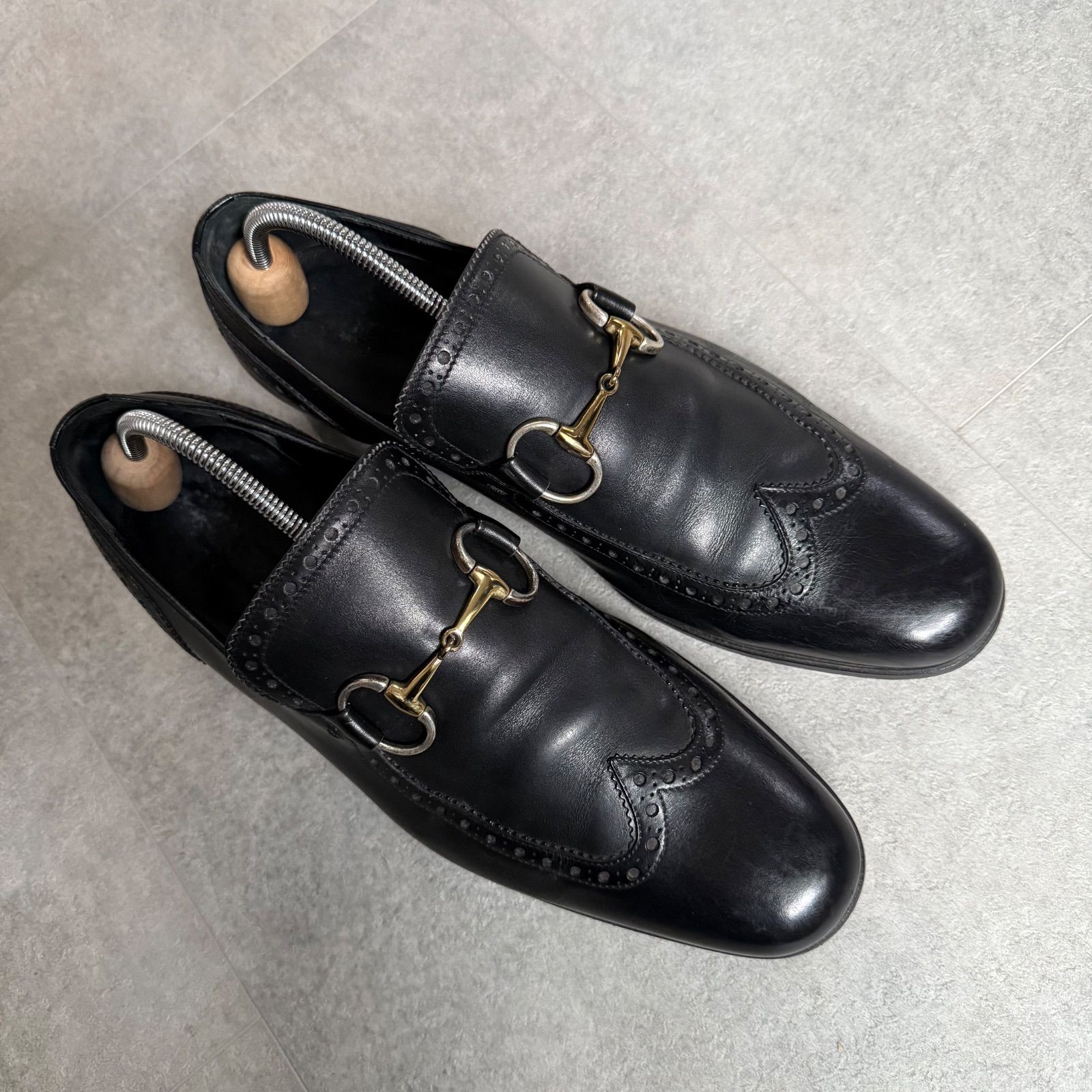 希少 GUCCI グッチ ホースビットローファー ウィングチップ レザー