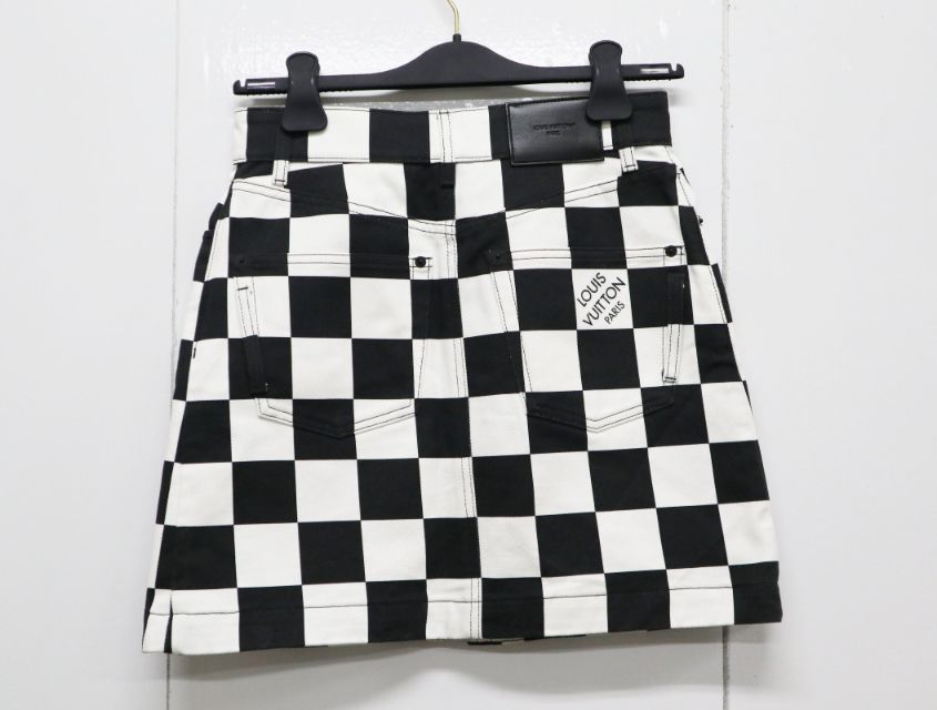 ルイヴィトン LOUIS VUITTON ダミエ デニム ミニスカート ブラック ホワイト RW251WW スカート