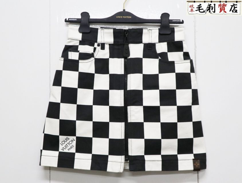 ルイヴィトン LOUIS VUITTON ダミエ デニム ミニスカート ブラック ホワイト RW251WW スカート