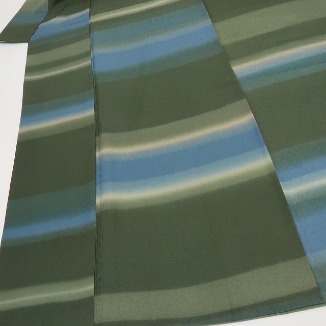 六花 RIKKA 正絹 横縞 ゆったりサイズ 小紋 着物 A 3714