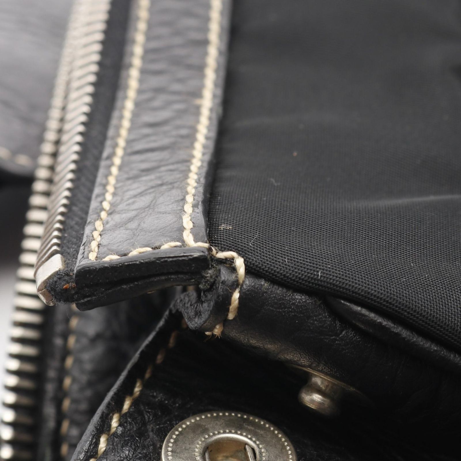 プラダ PRADA ショルダーバッグ ブラック ナイロン レザー ショルダーバッグ レディース Used B DECORATOM_COM_BR