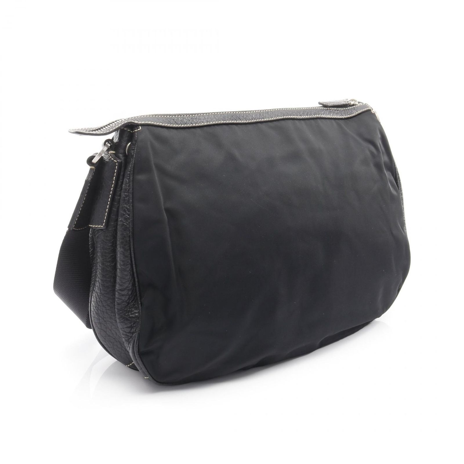 プラダ PRADA ショルダーバッグ ブラック ナイロン レザー ショルダーバッグ レディース Used B