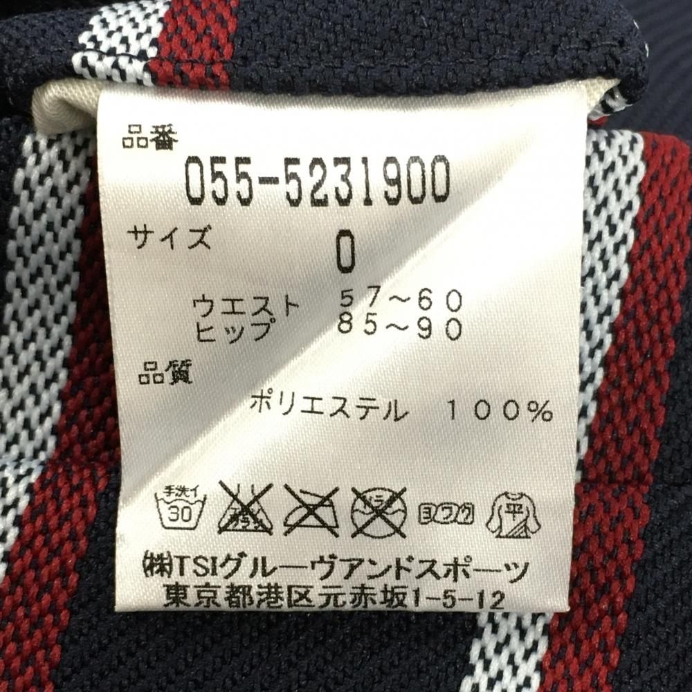 美品】パーリーゲイツ パンツ ネイビー×白×レッド ストライプ