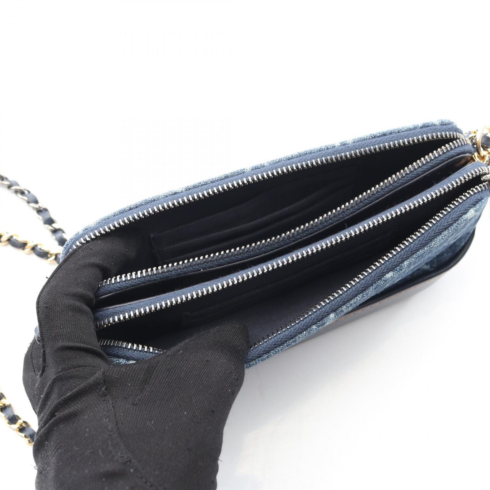 シャネル CHANEL ショルダーバッグ ガブリエル A94505 インディゴブルー デニム レザー ガブリエル ドゥ スモール チェーンショルダー レディース Used A DECORATOM_COM_BR