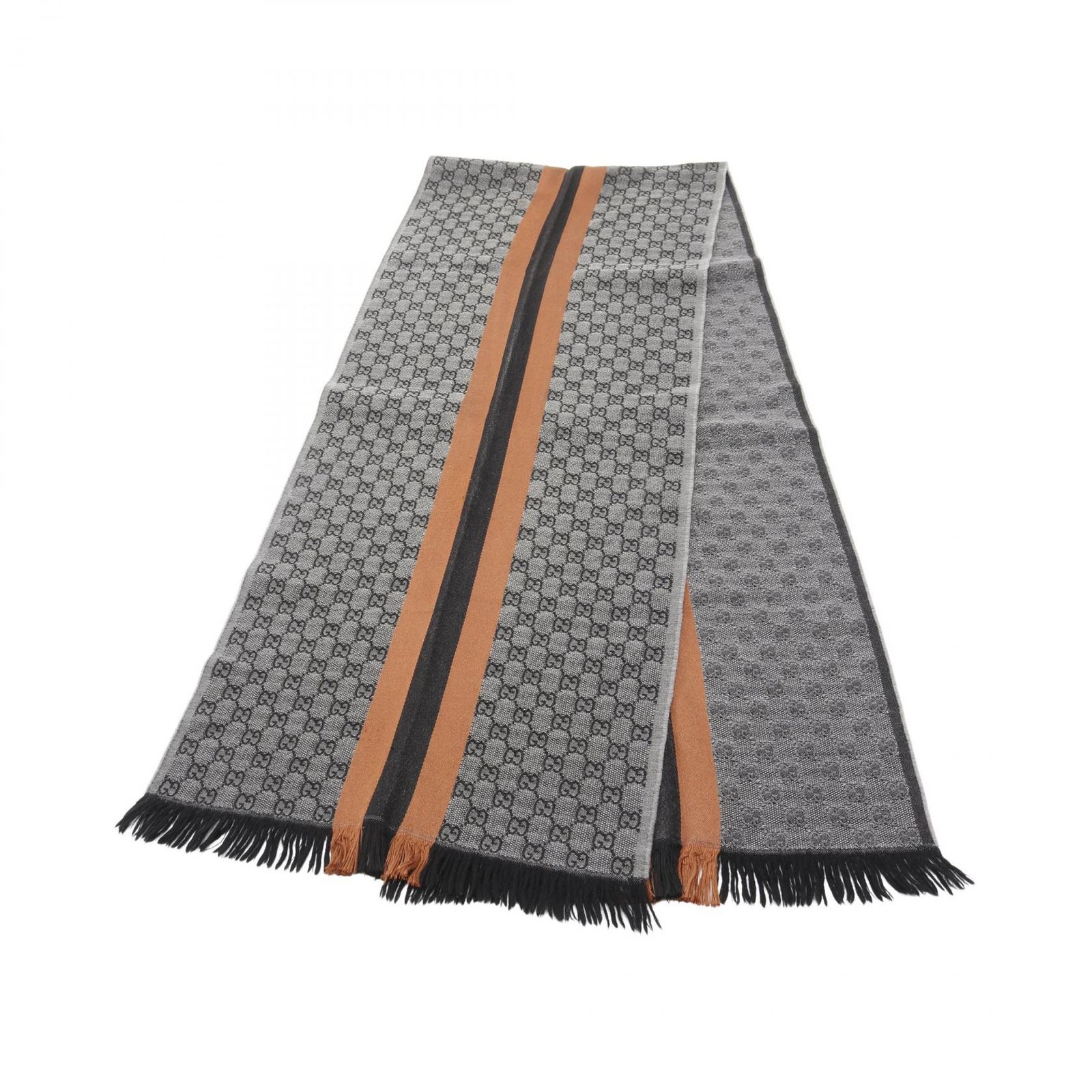 グッチ GUCCI マフラー GG柄 ウール シルク マフラー レディース Used B