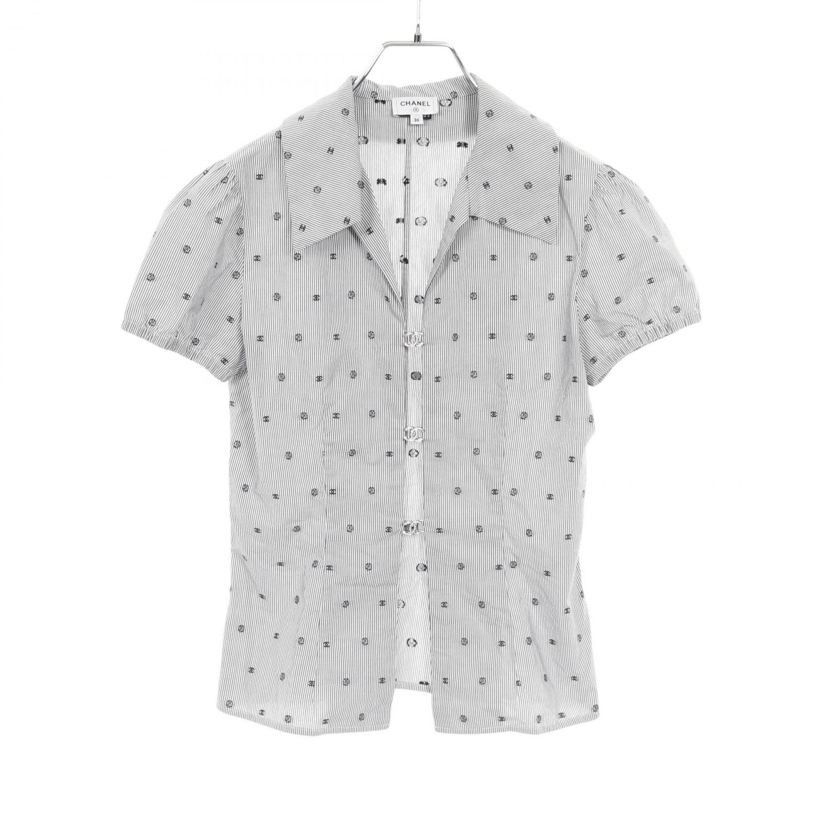 シャネル CHANEL ブラウス ココマーク カメリア P76758V63866 コットン ブラウス レディース Used B