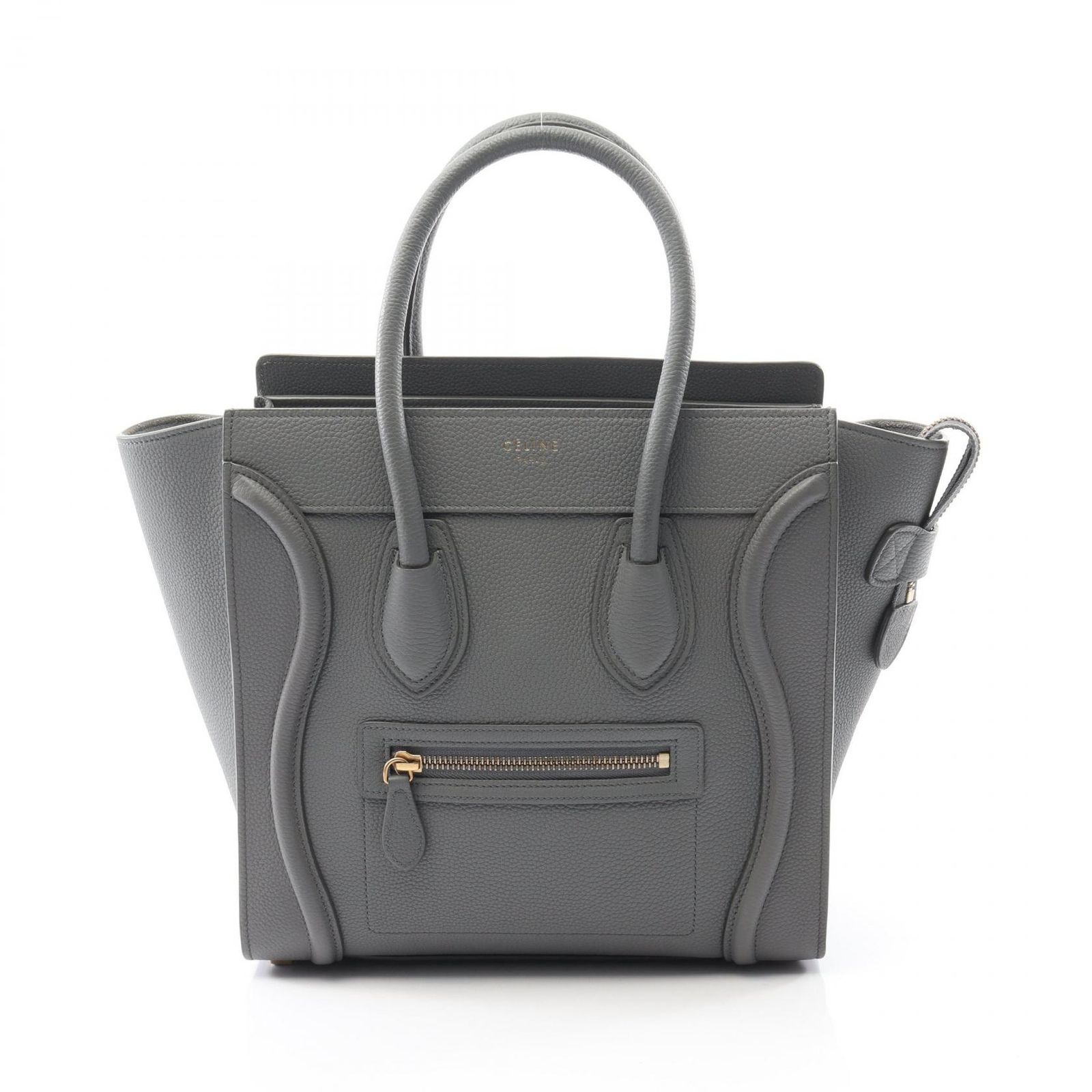 セリーヌ CELINE トートバッグ ラゲージ マイクロショッパー グレー レザー ラーゲジ マイクロ ショッパー レディース Used A