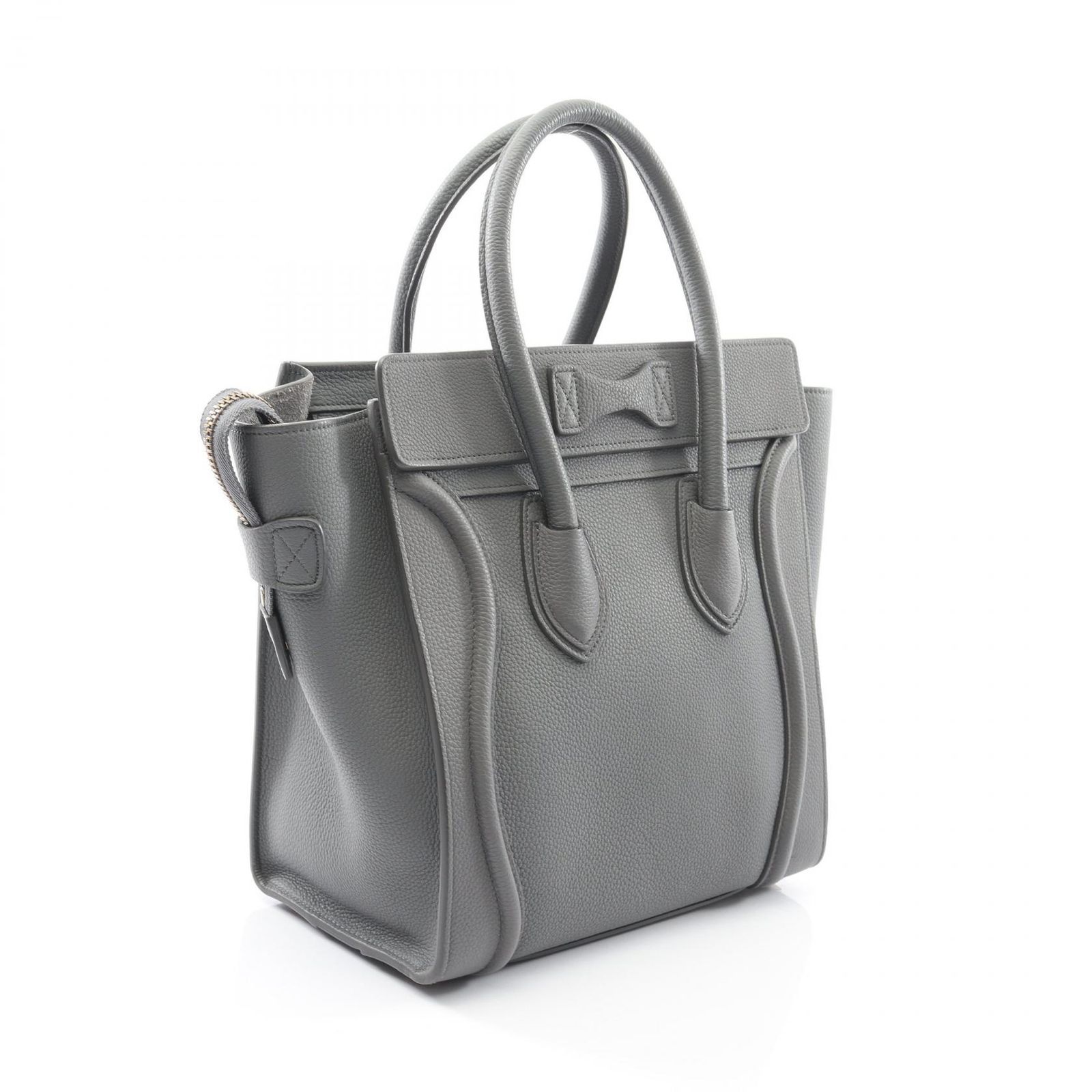 セリーヌ CELINE トートバッグ ラゲージ マイクロショッパー グレー レザー ラーゲジ マイクロ ショッパー レディース Used A
