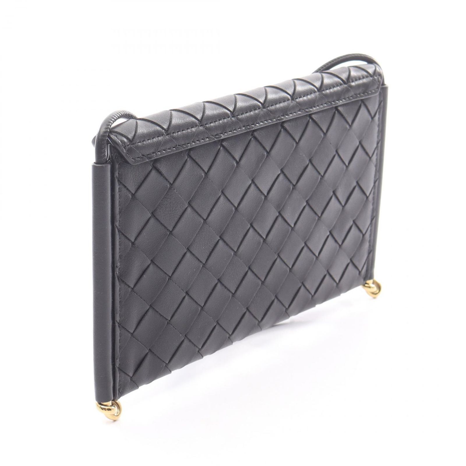 ボッテガヴェネタ BOTTEGA VENETA ショルダーバッグ イントレチャートフォンポーチ 805975V4R421019 ブラック レザー ショルダーバッグ レディース