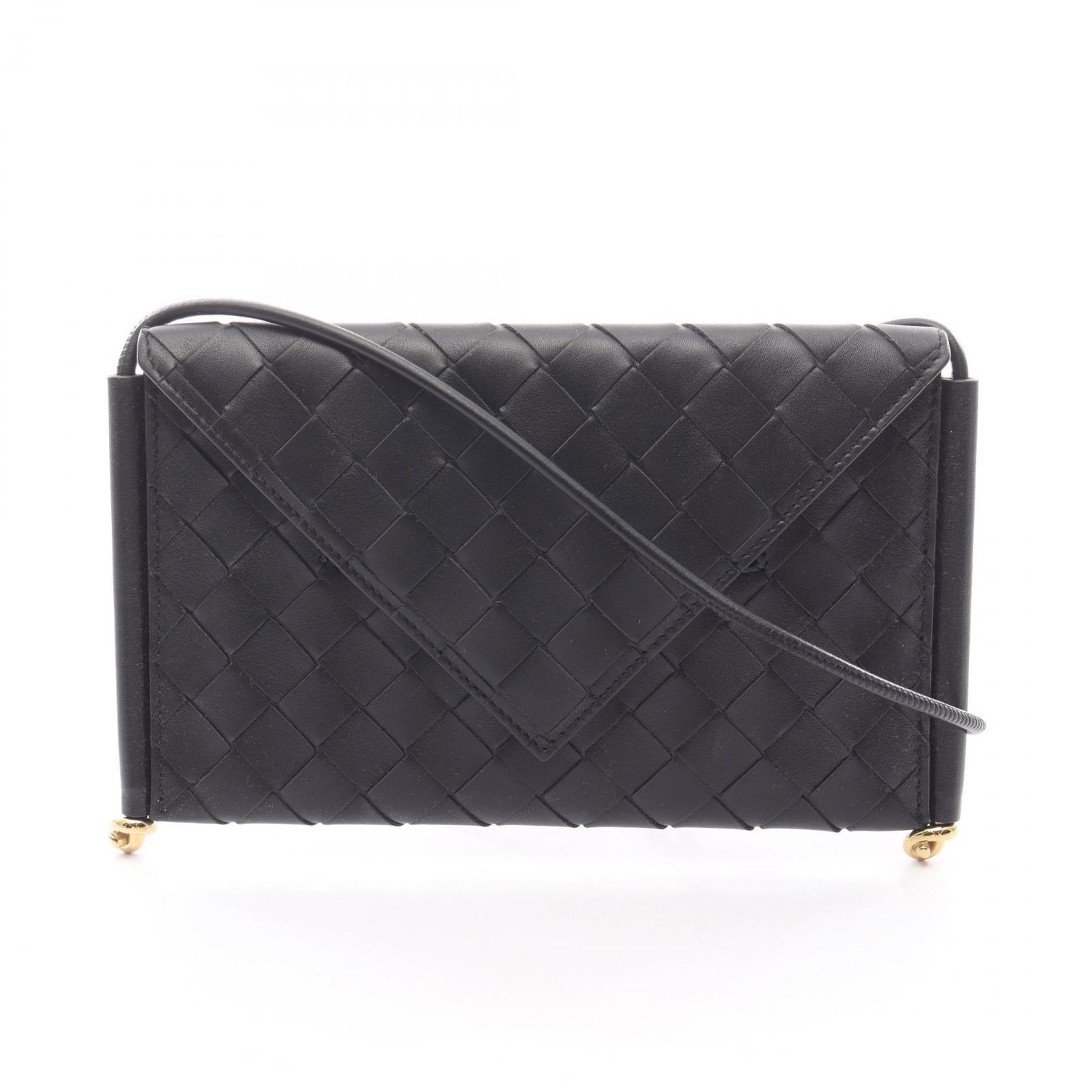 ボッテガヴェネタ BOTTEGA VENETA ショルダーバッグ イントレチャートフォンポーチ 805975V4R421019 ブラック レザー ショルダーバッグ レディース