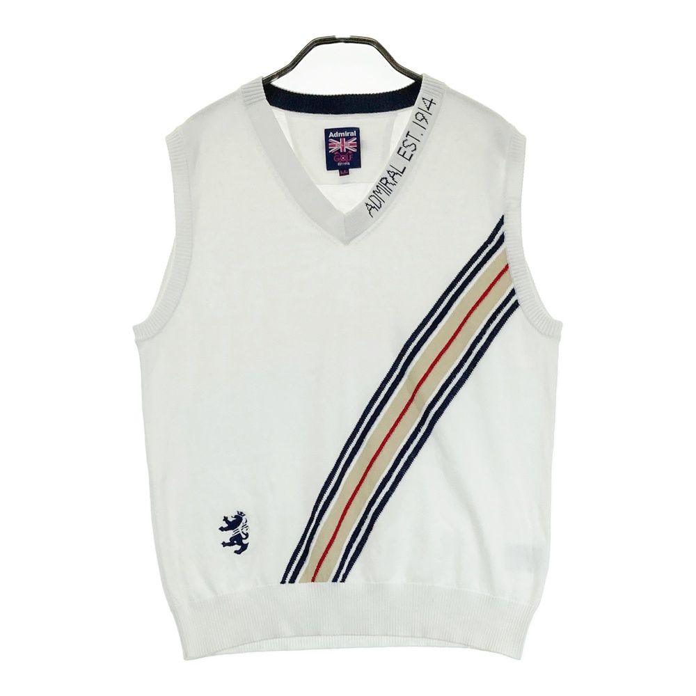 ADMIRAL GOLF/アドミラル ゴルフ ホワイトベスト【LL】新品！ サイズ：LL ADMIRAL アドミラル Vネック ニットベスト ホワイト系