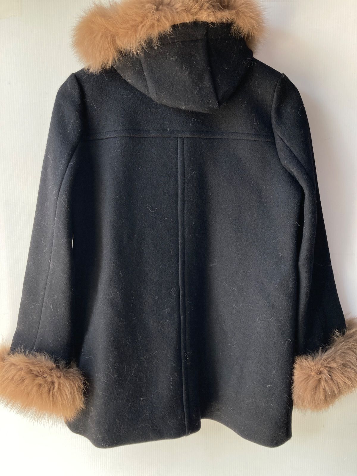 美品 JUSGLITTY カシミヤ フォックスファー フード付 ダッフルコート JUSGLITTY フォックスファー付 カシミヤ混ビットダッフル ブラック/2