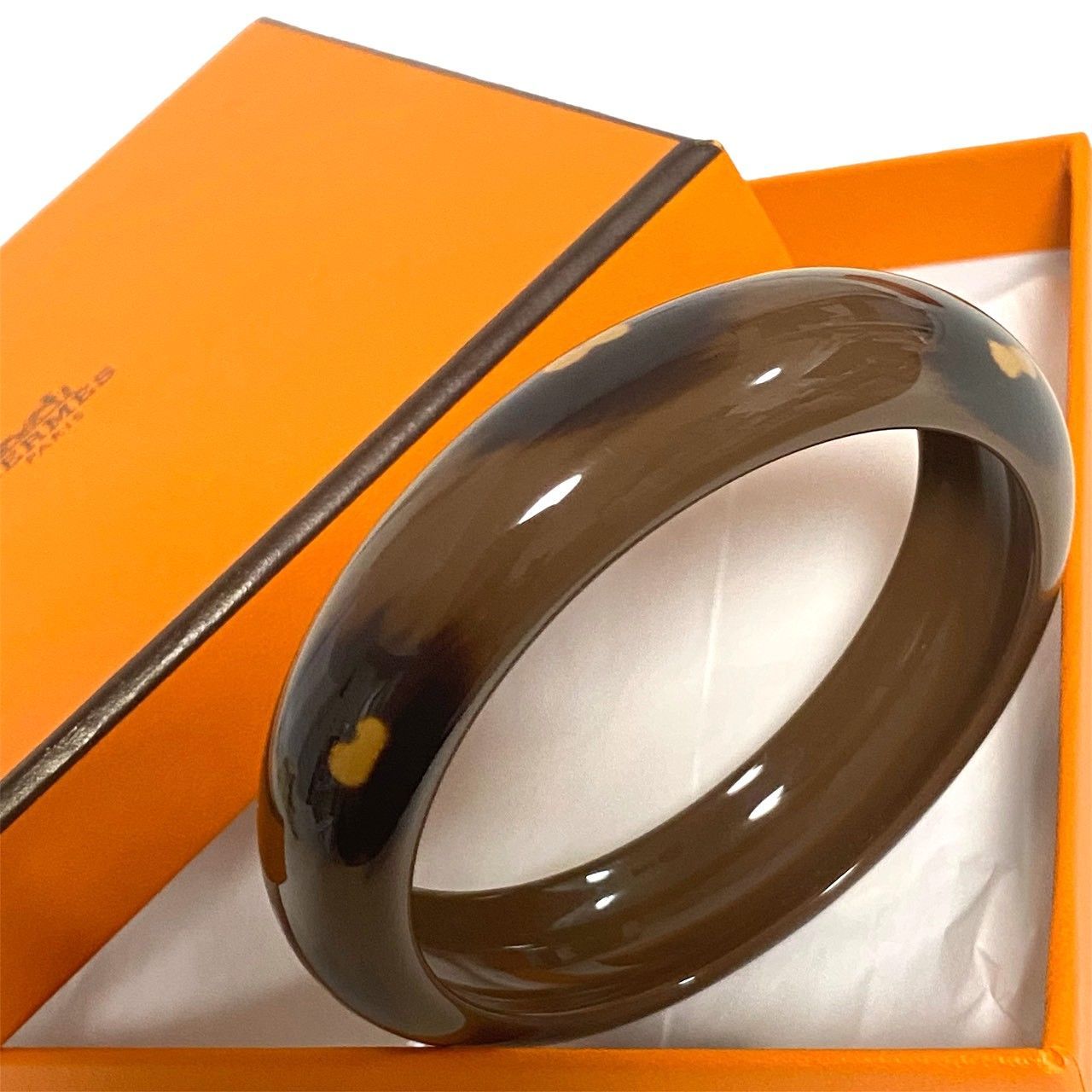 3792 HERMES エルメス ラッカーウッド バングル レオパード 美品