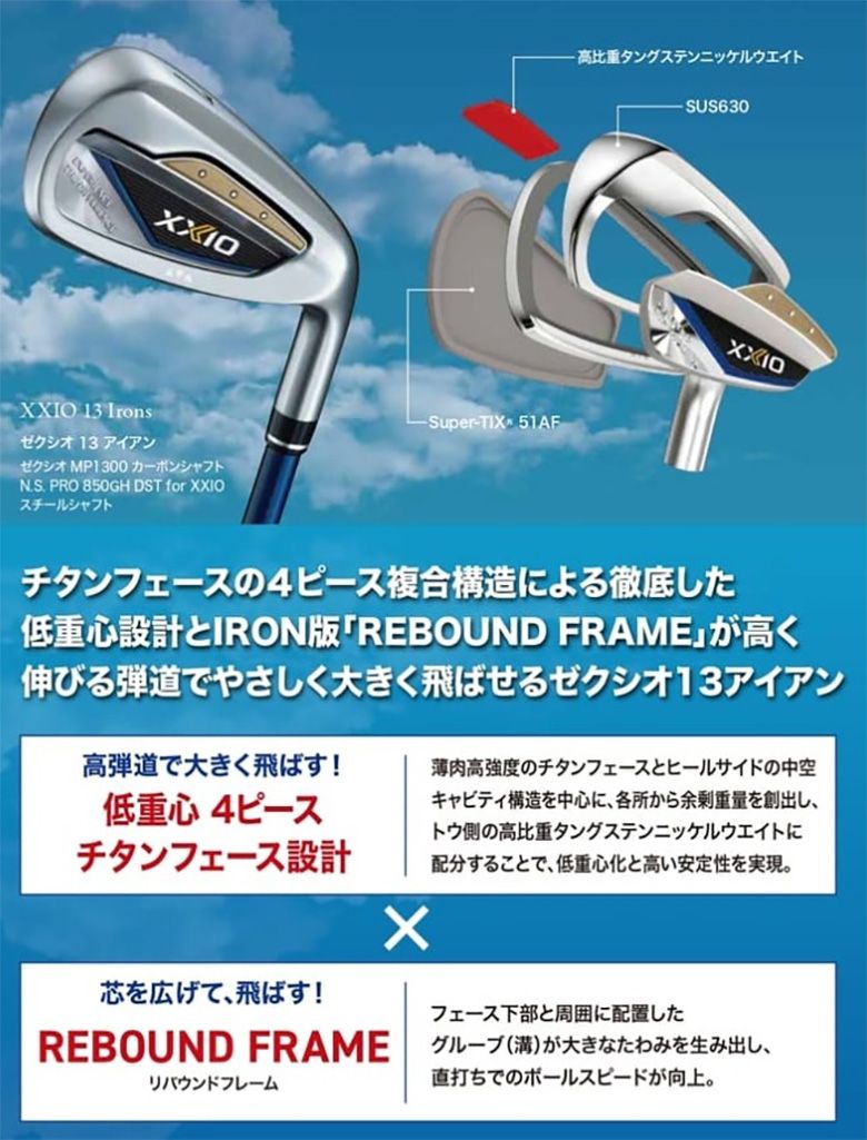 新品 ダンロップ ゼクシオ 13 レディース アイアン 5本セット A ブルー