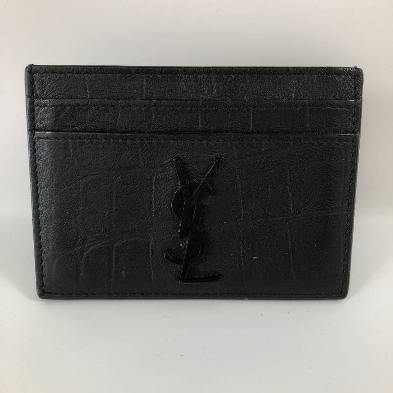 サンローラン クロコ型押し カサンドラロゴ カードケース レザー ブラック