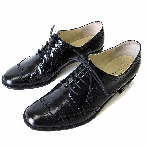 マーガレットハウエル HOWELL シューズ ドレスシューズ ウイングチップ レースアップ 本革 エナメル レザー 22.5 cm 黒 ブラック くつ 靴