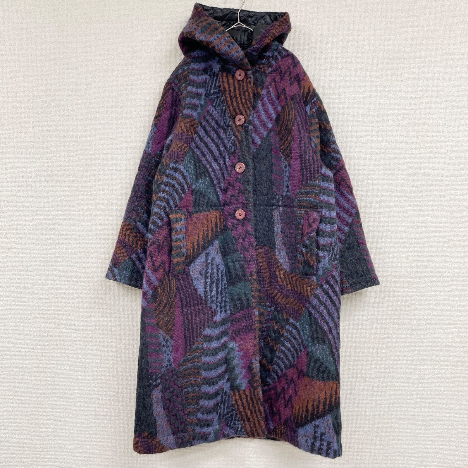 MISSONI ミッソーニ ロングコート リバーシブル 中綿 フード マルチ