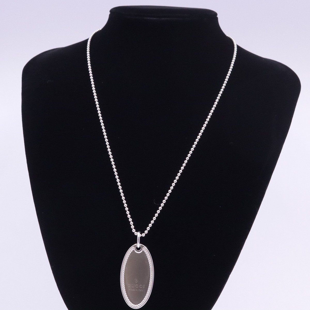 GUCCI グッチ オーバル プレート ボールチェーン ネックレス シルバー