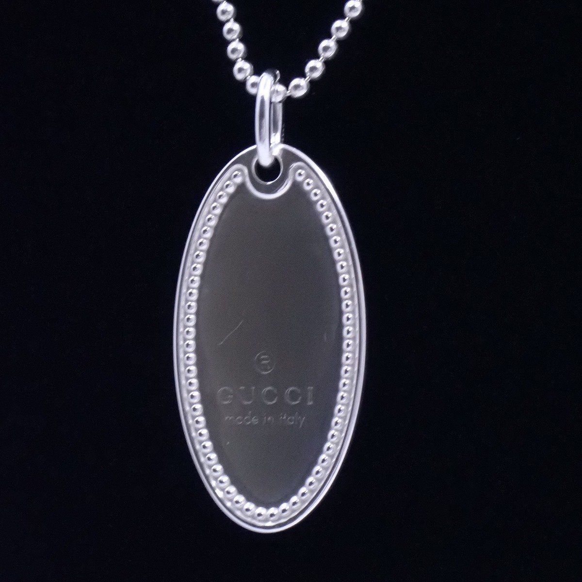 GUCCI グッチ オーバル プレート ボールチェーン ネックレス シルバー