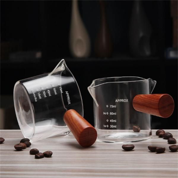 計量カップ木製ハンドル付きミルクカップ オンスカップ 100ml 計量カップ木製ハンドル付きミルクカップ オンスカップ 100ml ミルク
