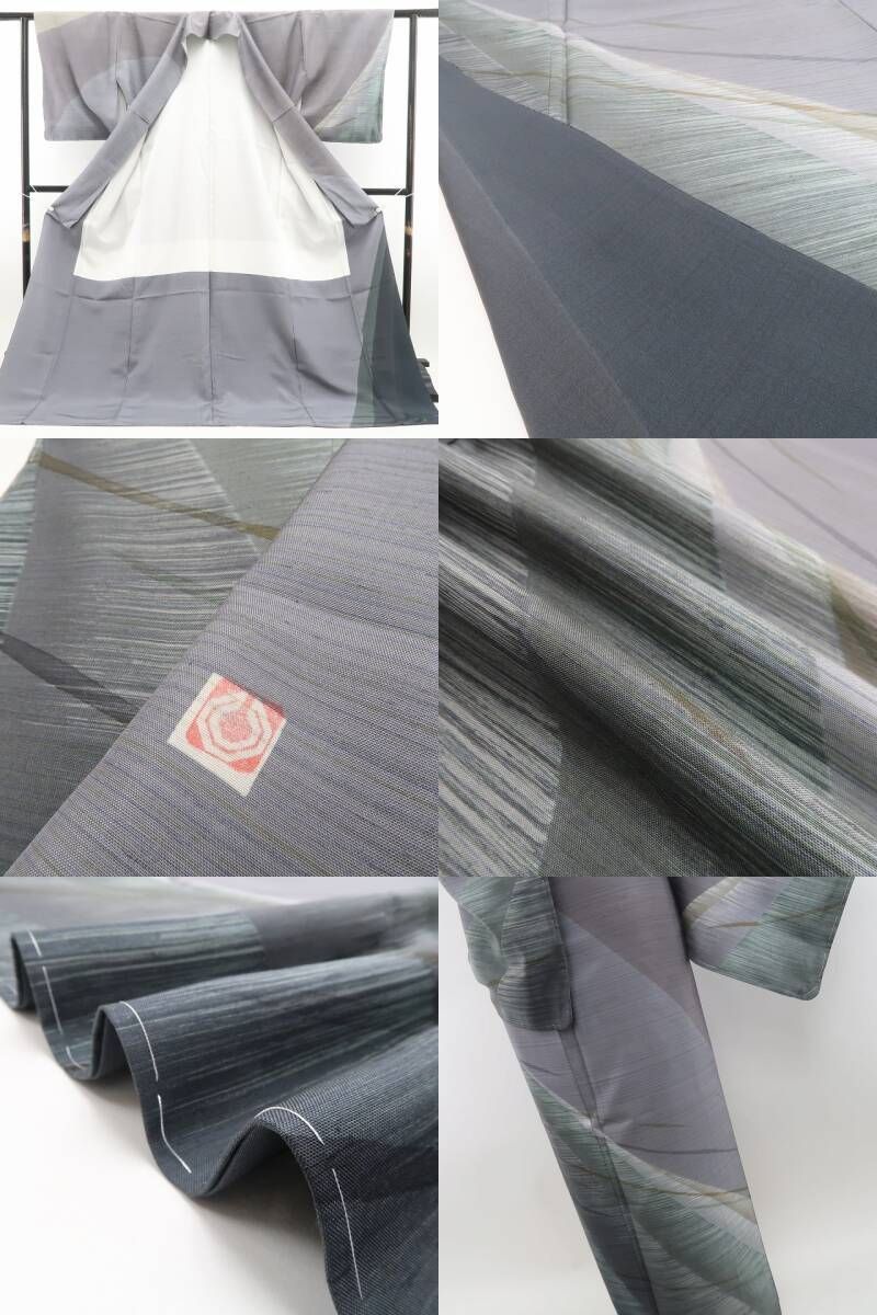  ❁tomihisa❁ 着物 正絹 落款 まだ見ぬ先へと歴史は巡る今日から貴女も絣の守り人 仕付け糸付 牛首紬訪問着 6761 訪問着 付け下げ 着物