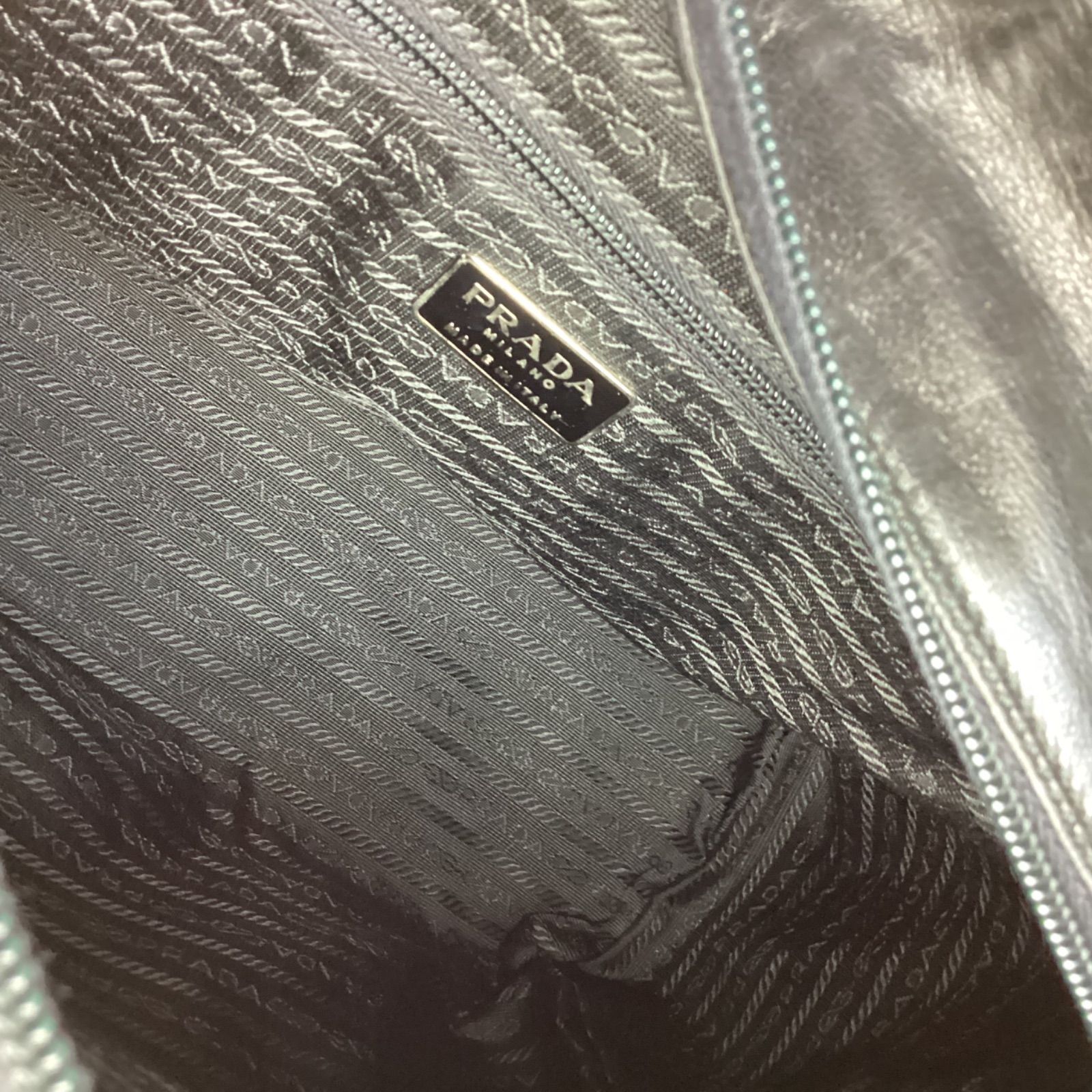 プラダ PRADA 三角プレートロゴ ラムレザー ハンドバッグ トートバッグ 