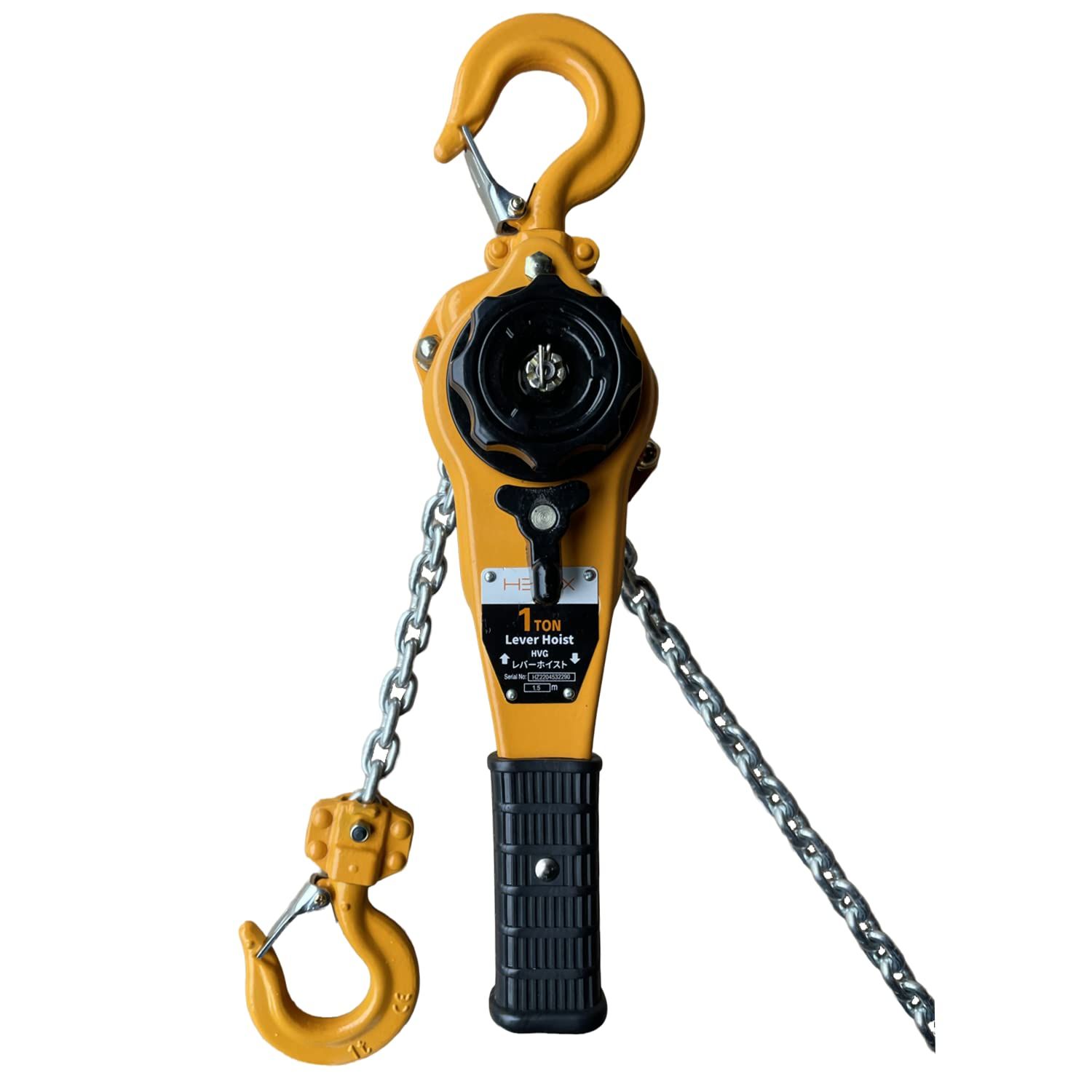 商品 HELIX レバーホイスト レバー式ブロック 1000kg 1.5m 軽量化 小型化 高品質 1トン チェーンブロック 荷締機 ガッチャ HVG