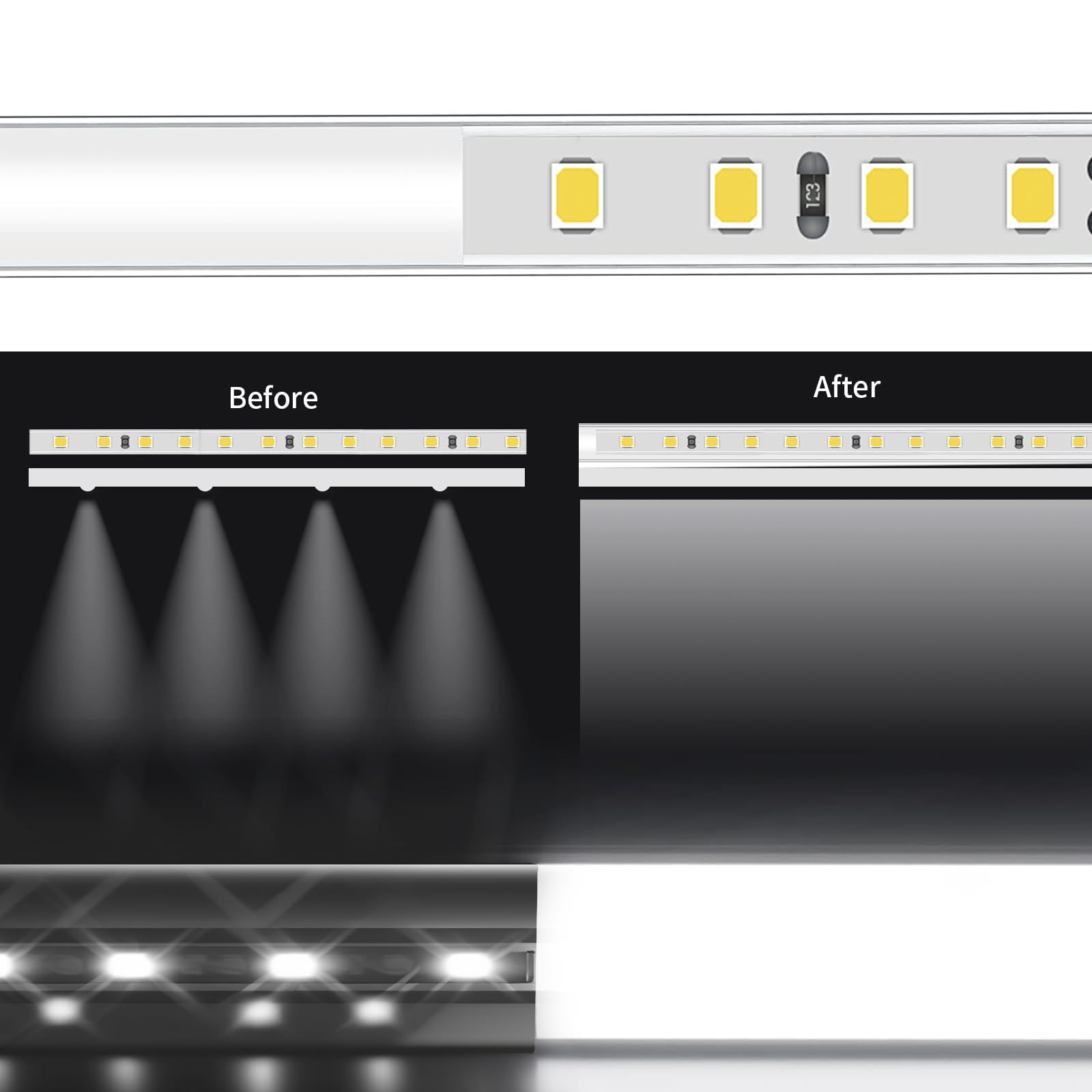 商品 20-パック LEDストリップチャンネル U字型 3.3フィート 1メートル ミルキーホワイトカバーレンズ付き コネクターと取り付けキット付き 簡単カットとインストールカーブレンズプロファイル HRDEVELOPMENT_JP