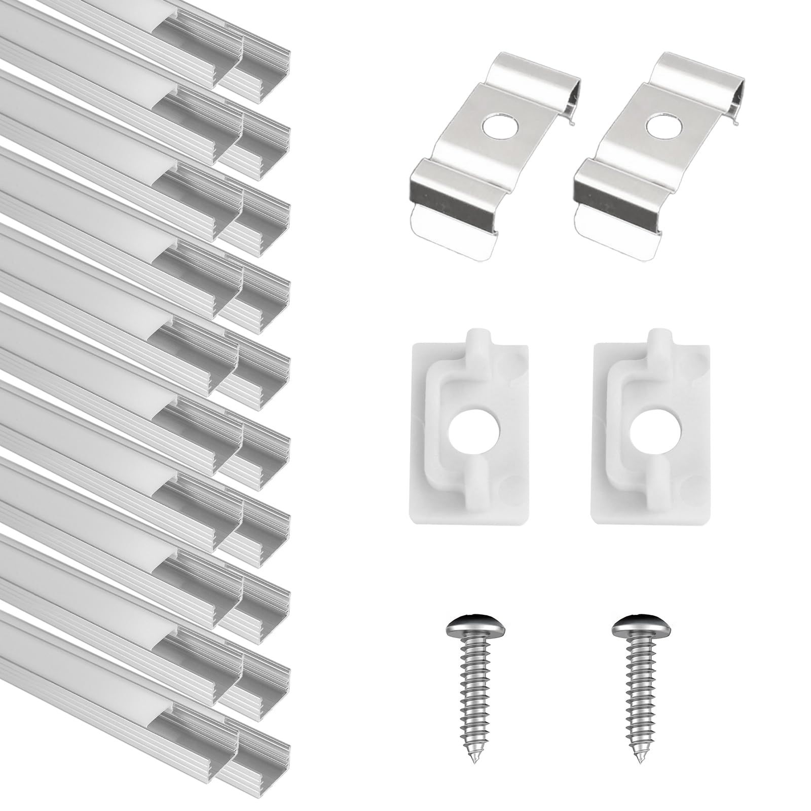 商品 20-パック LEDストリップチャンネル U字型 3.3フィート 1メートル ミルキーホワイトカバーレンズ付き コネクターと取り付けキット付き 簡単カットとインストールカーブレンズプロファイル