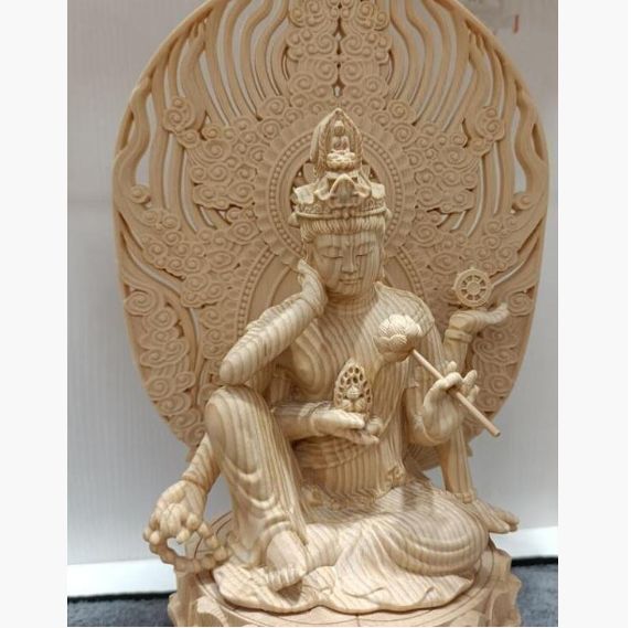 総檜材 最新 木彫仏像 仏教美術 精密細工 仏師で仕上げ品 如意法輪王