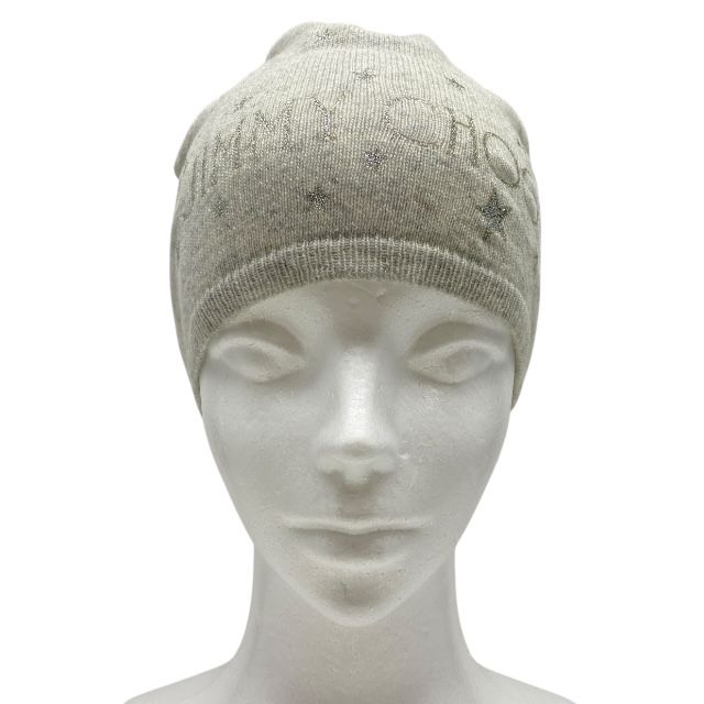 ジミーチュウ ニットキャップ サマーニット キャップ 帽子 アクセサリー ロゴ ラメ ウール グレー シルバー JIMMY CHOO レディース 正規品 上品な印象 感あるデザイン 洗練された佇まい