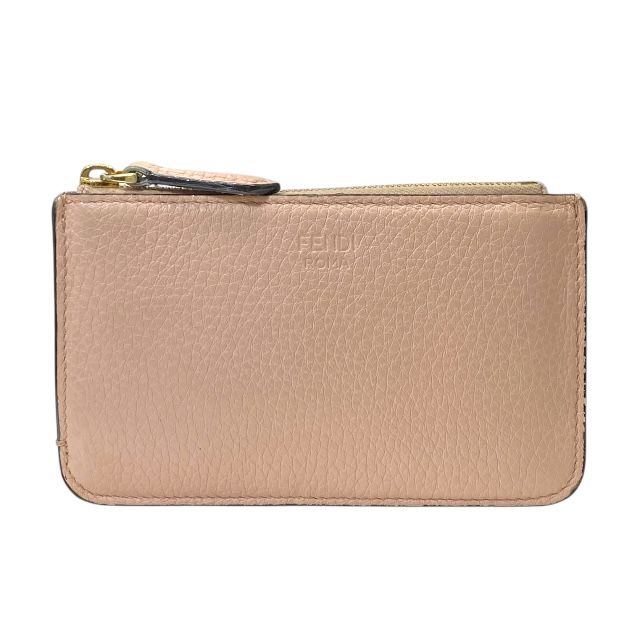 フェンディ 8AP161 A91B Peekaboo コインケース キーケースポーチ カードケース 財布 ウォレット カーフレザー ピンク FENDI レディース 上品な印象 感あるデザイン