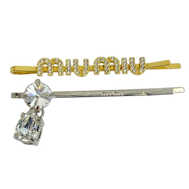 MIUMIU クリスタル ヘアクリップ ゴールド 正規品 MIUMIU クリスタル