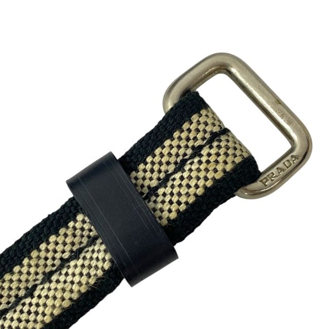 毎日新作アイテム入荷中！ プラダ PRC1325 ベルト リングベルト マジックテープ レザー キャンバス ブラック 黒 ベージュ サイズ75|30 PRADA ユニセックス向け実用的デザイン 正規品のカジュアルベルト