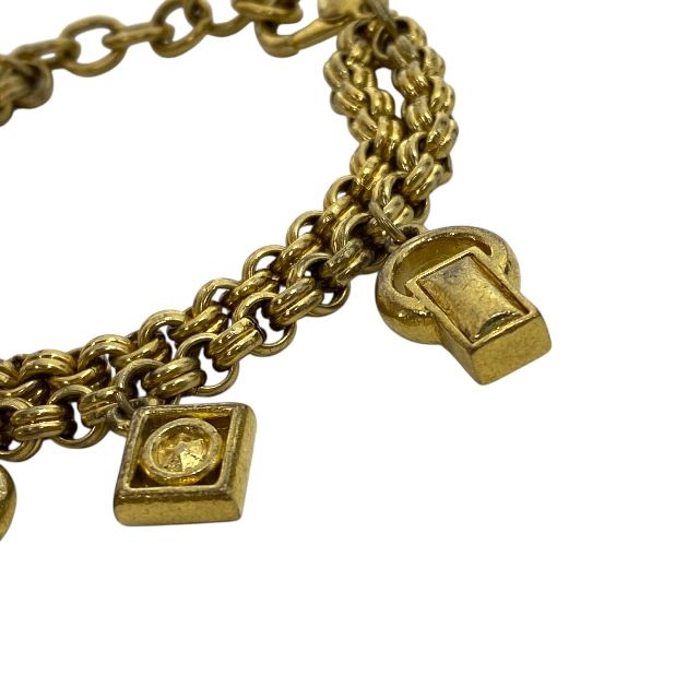 絶対お買い得! ジバンシー ヴィンテージ 2連 チャーム ブレスレット ハート フラワー クリスタル アクセサリー GIVENCHY レディース向け華やかデザイン 正規品の上質ジュエリー 【優雅な】