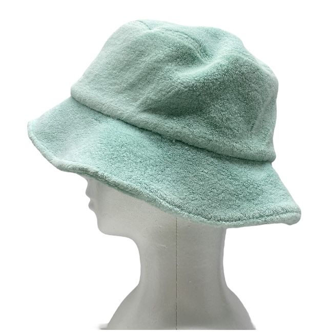 ミュウミュウ 5 HC 196 テリークロス バケットハット バケハ 帽子 ロゴ ミントグリーン コットン miu サイズS レディース かわいい トレンド 爽やか