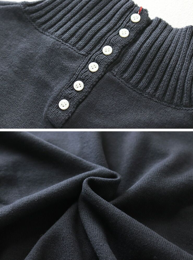 マオメイド mao made いつもの異ゲージリブハイネックプルオーバー