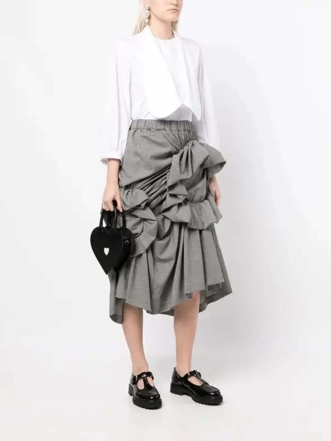 23ss ヌワール ケイ ニノミヤ COMME des GARCONS チェック フラワー スカート s