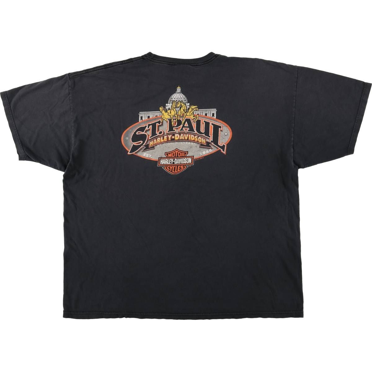 古着 ハーレーダビッドソン Harley-Davidson ファイヤーパターン スカルウィング モーターサイクル バイクTシャツ eaa591360