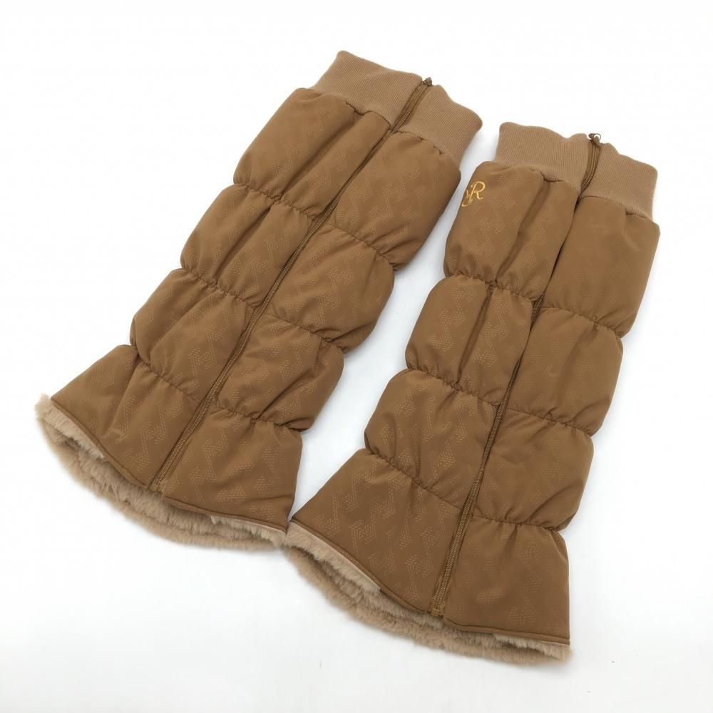 超 レザレクション レッグウォーマー ブラウン 総柄 裏地ファー ウール混 レディース フリーサイズ ゴルフウェア Resurrection