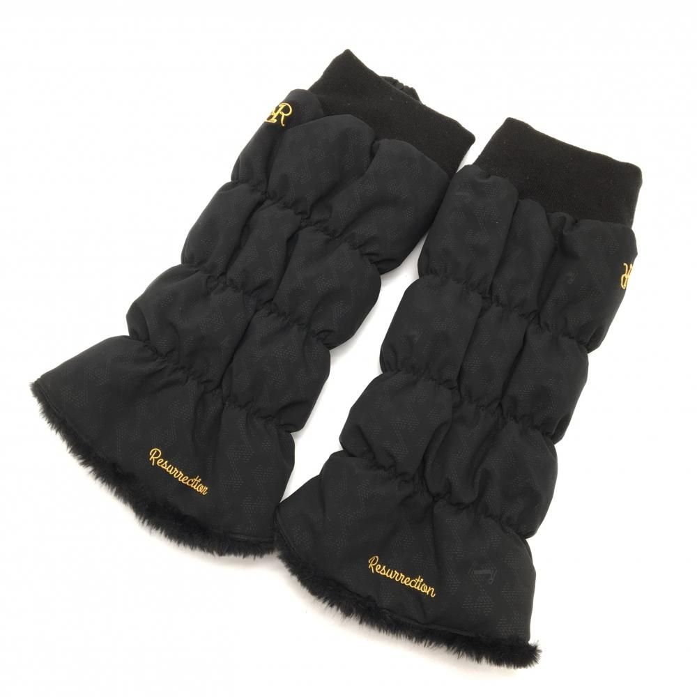 レザレクション レッグウォーマー 黒 総柄 裏地ファー レディース フリーサイズ ゴルフウェア Resurrection