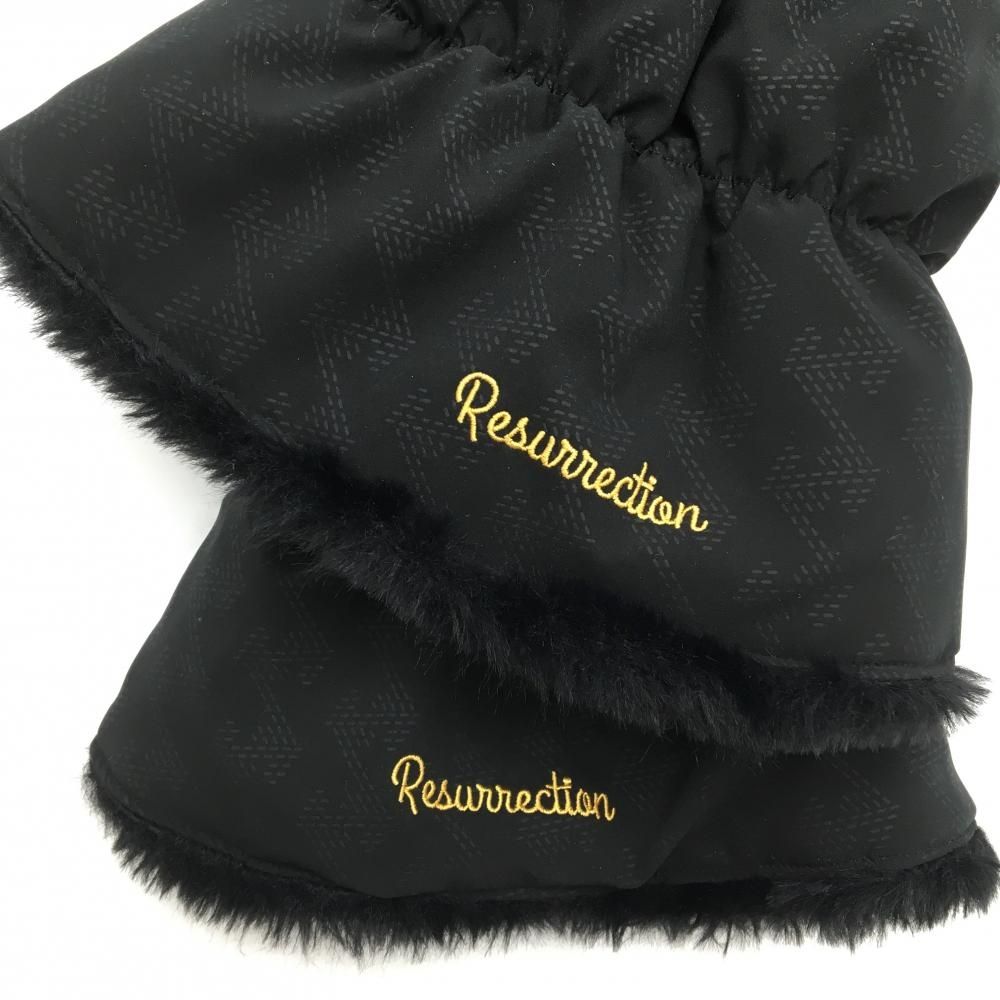 レザレクション レッグウォーマー 黒 総柄 裏地ファー レディース フリーサイズ ゴルフウェア Resurrection LLC-HASEGAWATOSO_COM