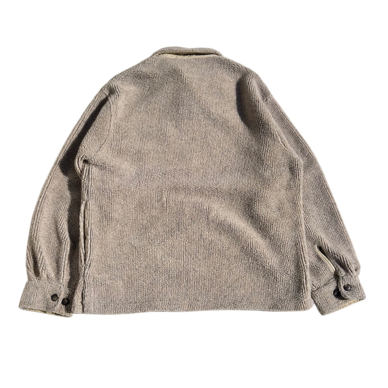 L Bean エルエルビーン ジップカーディガン ボア フリース 相当 ビンテージ風 Mサイズ相当 ベージュ ニットジャケット アウトドア