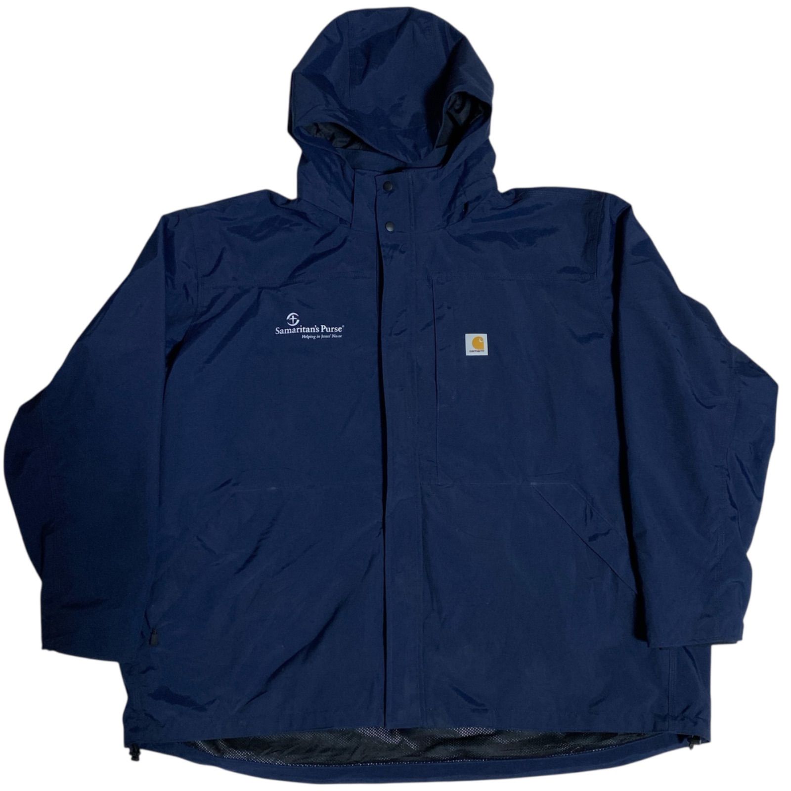 超 ビックシルエット カーハート ワークジャケット ナイロンジャケット ロゴ フルジップフロント ストームフラップ ストームカフス アウター メンズ 古着 長袖