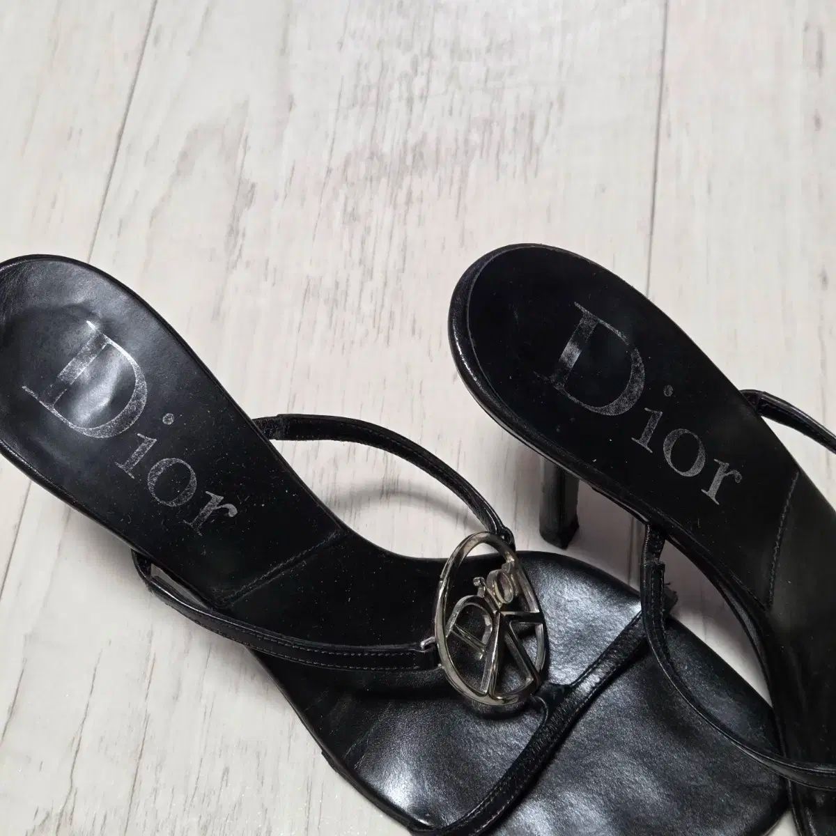ディオール ブラック ロゴ ヒール サンダル 245