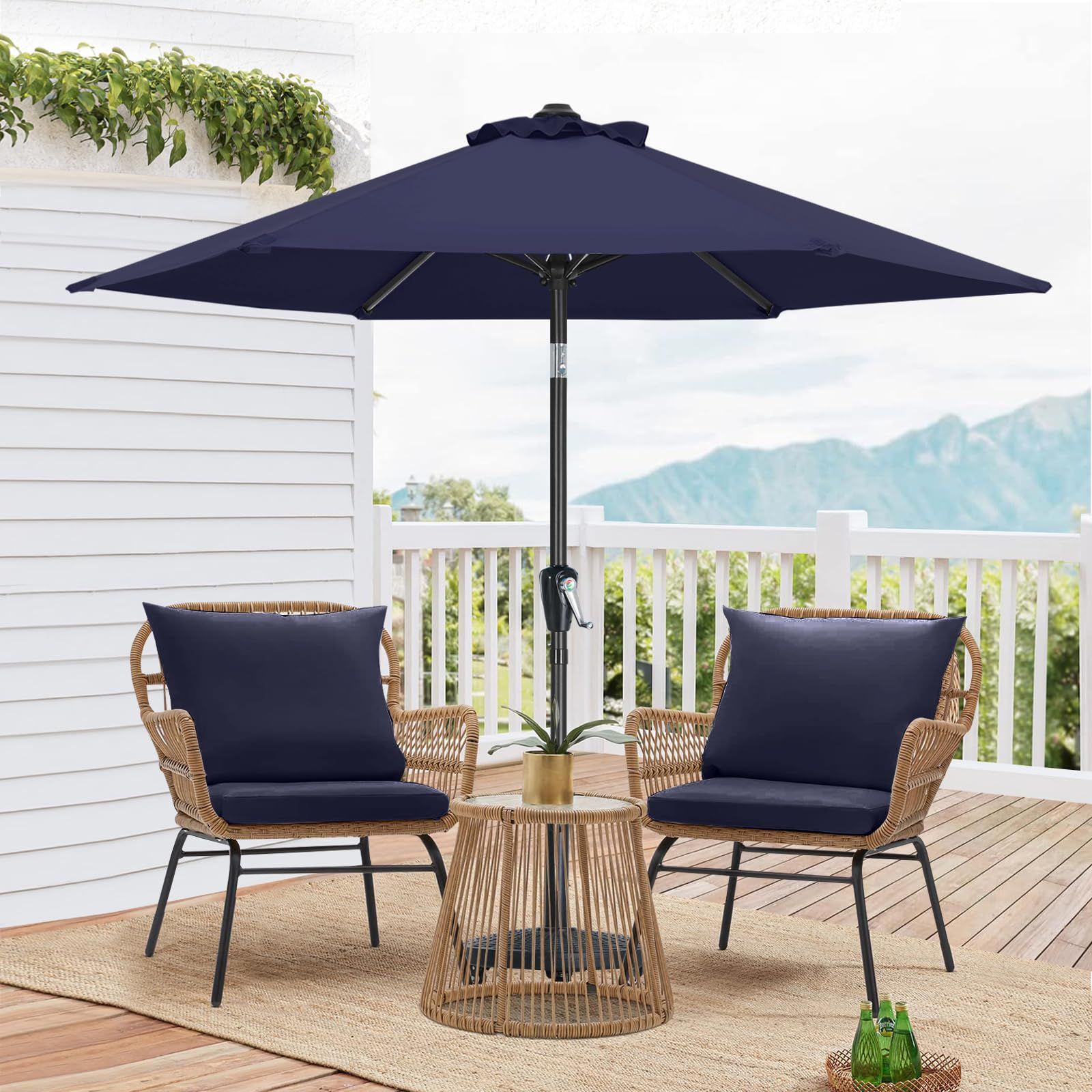 マスターキャノピー MASTERCANOPY ガーデンパラソル 直径230cm 270cm × 高さ203cm 240cm 角度調節 ハンドル回転式 日よけ 撥水 庭 アウトドア 230cmネイビーブルー