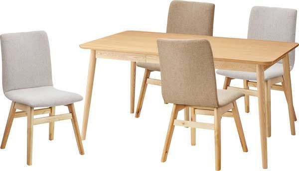 天然木（アッシュ）のダイニングテーブル（両側引き出し付き）「W150