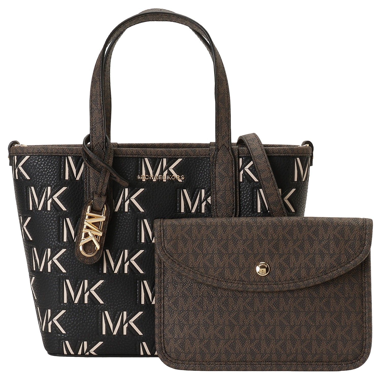 マイケルコース ショルダーバッグ ミニトートバッグ MICHAEL KORS レディース 30F3GZAT0L 292 BROWN BLK ポーチ付 ELIZA XS E OPEN TOTE