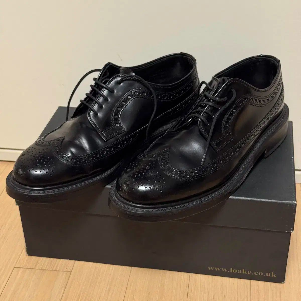 ローク ブラック ブローグ ウイングチップ シューズ 270