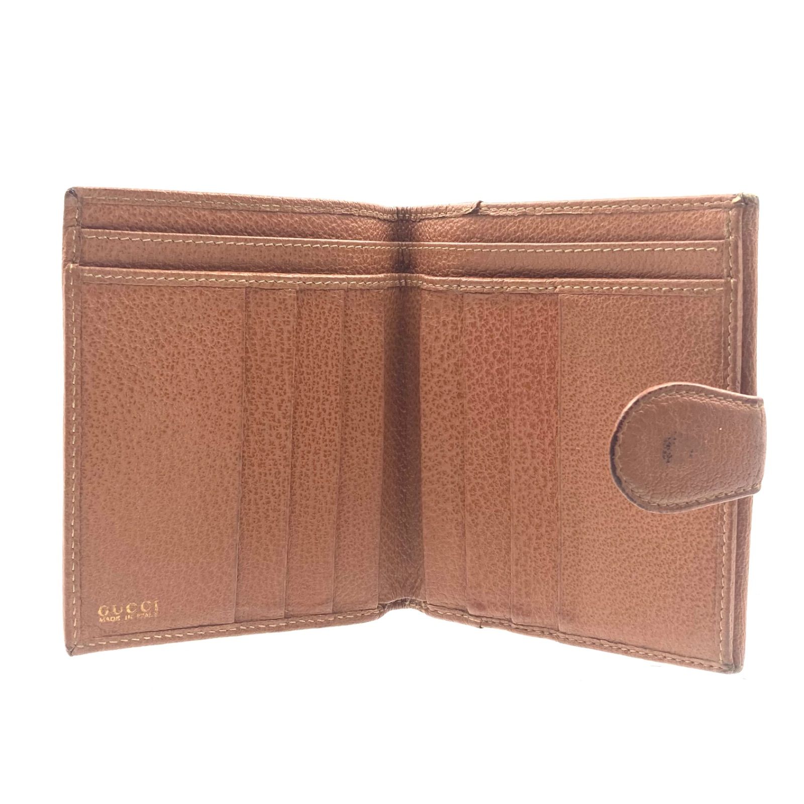 ✨️美品✨️ GUCCI グッチ シマ 二つ折り財布 レザー ゴールド金具 ブラウン GUCCI グッチ 金具付きサドル型折り財布 三つ折り レザー ブラウン